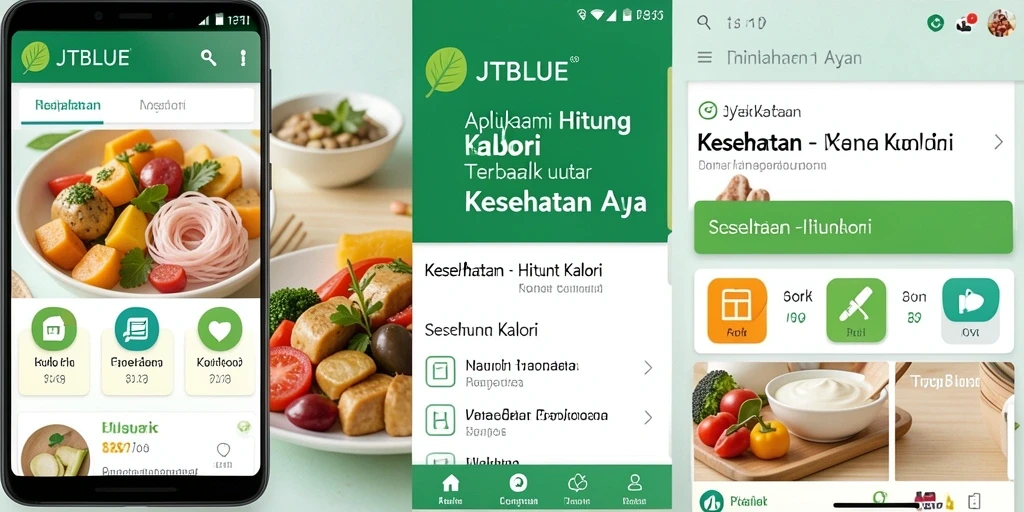 Antarmuka JTBLUE menampilkan penghitung kalori yang mudah dipahami.