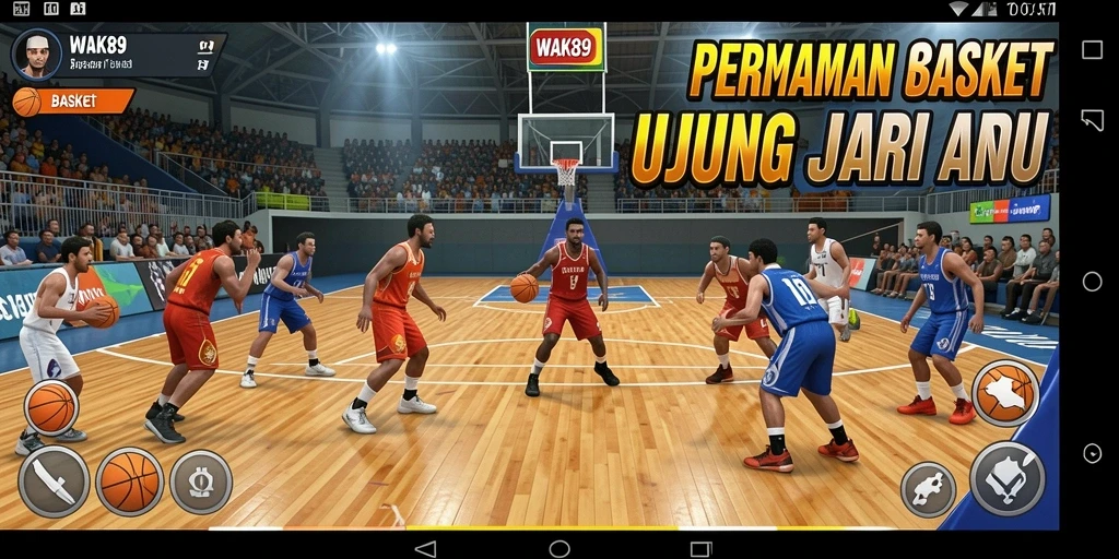 Antarmuka WAK89 yang menampilkan gameplay menarik dan grafis basket.